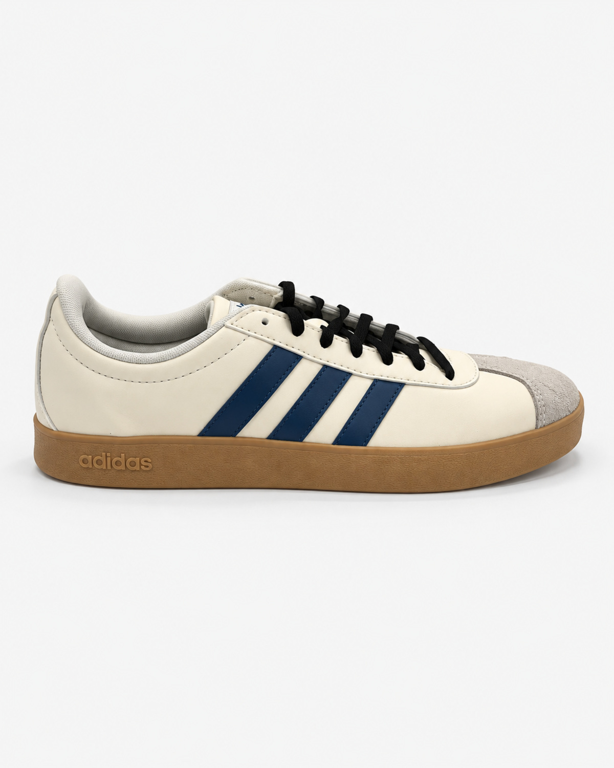 adidas VL Court Base in Cream / Navy / Gum — side