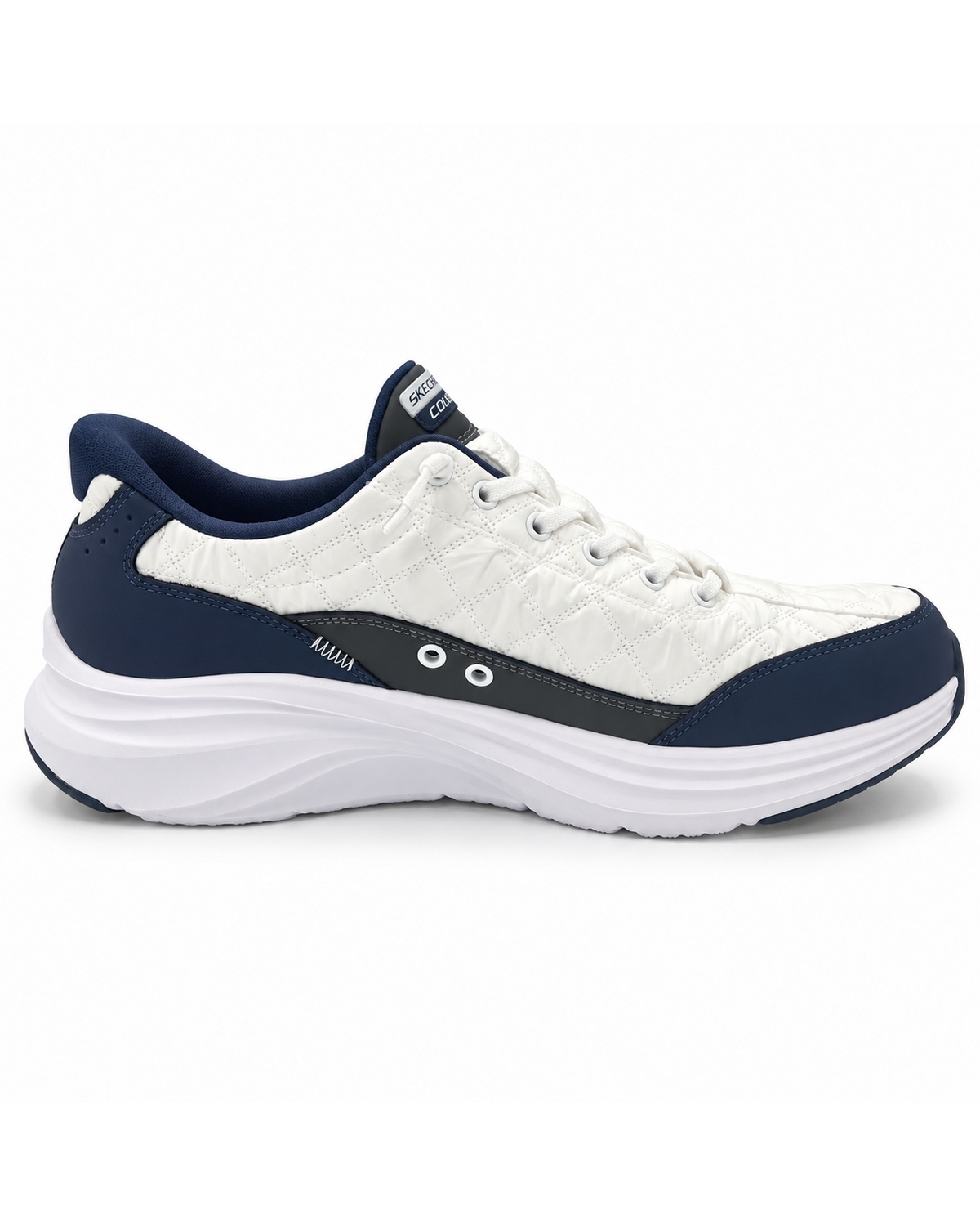Skechers Slip-ins: Contour Foam - Cozy Fit in White / Navy — side